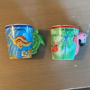St. Augustine Cute Turtle and Flamingo Espresso Mugs